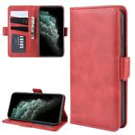 For iPhone 11 Pro Max Double Buckle Crazy Horse Business Mobile Phone Holster with Card Wallet Bracket Function(Red)