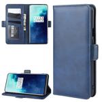 For One Plus 7T Pro Double Buckle Crazy Horse Business Mobile Phone Holster with Card Wallet Bracket Function(Blue)