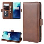 For One Plus 7T Pro Double Buckle Crazy Horse Business Mobile Phone Holster with Card Wallet Bracket Function(Brown)
