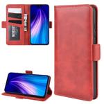 For Xiaomi Redmi Note 8 Double Buckle Crazy Horse Business Mobile Phone Holster with Card Wallet Bracket Function(Red)