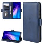For Xiaomi Redmi Note 8 Double Buckle Crazy Horse Business Mobile Phone Holster with Card Wallet Bracket Function(Blue)