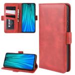 For Xiaomi Redmi Note 8 Pro Double Buckle Crazy Horse Business Mobile Phone Holster with Card Wallet Bracket Function(Red)