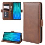 For Xiaomi Redmi Note 8 Pro Double Buckle Crazy Horse Business Mobile Phone Holster with Card Wallet Bracket Function(Brown)
