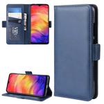 For Xiaomi Redmi Note 7/ Redmi Note 7 Pro Double Buckle Crazy Horse Business Mobile Phone Holster with Card Wallet Bracket Function(Blue)