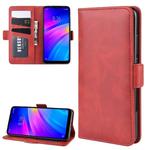 For Xiaomi Redmi 7/Redmi Y3 Double Buckle Crazy Horse Business Mobile Phone Holster with Card Wallet Bracket Function(Red)