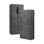 For Oppo Reno Ace Magnetic Buckle Retro Crazy Horse Texture Horizontal Flip Leather Case with Holder & Card Slots & Photo Frame(Black)