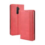 For Oppo Reno Ace Magnetic Buckle Retro Crazy Horse Texture Horizontal Flip Leather Case with Holder & Card Slots & Photo Frame(Red)