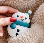 For Apple AirPods 1/2 Generation Universal Pair Snowman Bluetooth Headphone Protective Case(Blue)