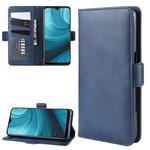 For Oppo A7 / AX7 Double Buckle Crazy Horse Business Mobile Phone Holster with Card Wallet Bracket Function(Blue)
