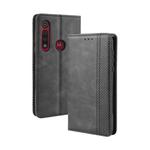 For  Motorola Moto G8 Plus Magnetic Buckle Retro Crazy Horse Texture Horizontal Flip Leather Case with Holder & Card Slots & Photo Frame(Black)