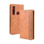 For  Motorola Moto G8 Plus Magnetic Buckle Retro Crazy Horse Texture Horizontal Flip Leather Case with Holder & Card Slots & Photo Frame(Brown)
