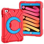 For iPad MINI1/2/3 EVA + PC Flat Protective Shell with 360 ° Rotating Bracket(Red+Blue)