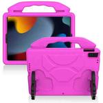 For iPad 10.2 EVA Flat Anti Falling Protective Shell with Thumb Bracket(Rose Pink)