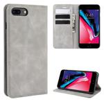 For iPhone 8 Plus / 7 Plus  Retro-skin Business Magnetic Suction Leather Case with Purse-Bracket-Chuck(Grey)