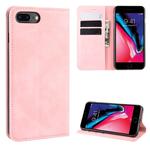 For iPhone 8 Plus / 7 Plus  Retro-skin Business Magnetic Suction Leather Case with Purse-Bracket-Chuck(Pink)