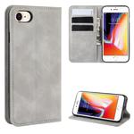 For iPhone SE 2022 / SE 2020 / 8 / 7 Retro-skin Business Magnetic Suction Leather Case with Purse-Bracket-Chuck(Grey)