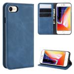 For iPhone SE 2022 / SE 2020 / 8 / 7 Retro-skin Business Magnetic Suction Leather Case with Purse-Bracket-Chuck(Dark Blue)