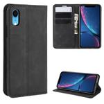 For iPhone XR Retro-skin Business Magnetic Suction Leather Case with Purse-Bracket-Chuck(Black)