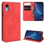 For iPhone XR Retro-skin Business Magnetic Suction Leather Case with Purse-Bracket-Chuck(Red)