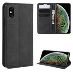 For iPhone XS Max  Retro-skin Business Magnetic Suction Leather Case with Purse-Bracket-Chuck(Black)