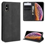 For iPhone XS Retro-skin Business Magnetic Suction Leather Case with Purse-Bracket-Chuck(Black)
