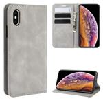For iPhone XS Retro-skin Business Magnetic Suction Leather Case with Purse-Bracket-Chuck(Grey)