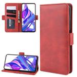 For Huawei Honor 9X Pro Double Buckle Crazy Horse Business Mobile Phone Holster with Card Wallet Bracket Function(Red)