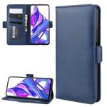 For Huawei Honor 9X Pro Double Buckle Crazy Horse Business Mobile Phone Holster with Card Wallet Bracket Function(Blue)