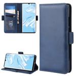 For Huawei P30 Pro Double Buckle Crazy Horse Business Mobile Phone Holster with Card Wallet Bracket Function(Blue)