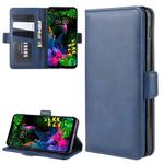 For LG G8S ThinQ Double Buckle Crazy Horse Business Mobile Phone Holster with Card Wallet Bracket Function(Blue)