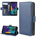 For LG K30 2019 Double Buckle Crazy Horse Business Mobile Phone Holster with Card Wallet Bracket Function(Blue)