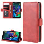 For LG K20 2019 Double Buckle Crazy Horse Business Mobile Phone Holster with Card Wallet Bracket Function(Red)