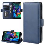 For LG K20 2019 Double Buckle Crazy Horse Business Mobile Phone Holster with Card Wallet Bracket Function(Blue)
