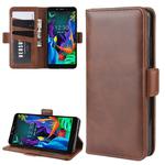 For LG K20 2019 Double Buckle Crazy Horse Business Mobile Phone Holster with Card Wallet Bracket Function(Brown)