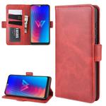 For LG W30 Double Buckle Crazy Horse Business Mobile Phone Holster with Card Wallet Bracket Function(Red)