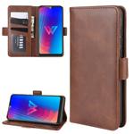 For LG W30 Double Buckle Crazy Horse Business Mobile Phone Holster with Card Wallet Bracket Function(Brown)