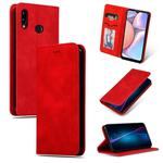 For Galaxy A10S Retro Skin Feel Business Magnetic Horizontal Flip Leather Case(Red)