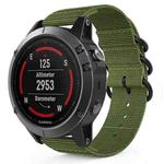 For Garmin Fenix 5 22mm Three-ring Nylon Watch Band(Army Green)