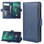 For Nokia 6.2 Double Buckle Crazy Horse Business Mobile Phone Holster with Card Wallet Bracket Function(Blue)