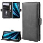For Sony Xperia XZ3 Double Buckle Crazy Horse Business Mobile Phone Holster with Card Wallet Bracket Function(Black)
