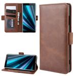 For Sony Xperia XZ3 Double Buckle Crazy Horse Business Mobile Phone Holster with Card Wallet Bracket Function(Brown)