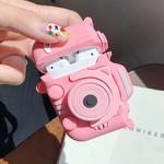 For Apple AirPods 1/2 Generation Universal Stereoscopic Cartoon Camera Bluetooth Headphone Protective Case(Pink)