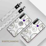 For OPPO Realme Q Fashion Clock Pattern Rhinestone Mobile Phone Shell with Bracket / Hand Rope / Lanyard(White)