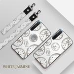 For OPPO K5 Fashion Clock Pattern Rhinestone Mobile Phone Shell with Bracket / Hand Rope / Lanyard(White)