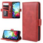 For LG K40S Double Buckle Crazy Horse Business Mobile Phone Holster with Card Wallet Bracket Function(Red)