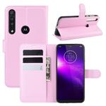 For Motorola One Macro / G8 Play Litchi Texture Horizontal Flip Leather Case with Wallet & Holder & Card Slots(Pink)