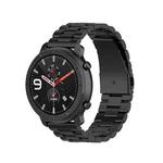 Suitable For Samsung Gear S2 Sport / Galaxy Watch Active 2 20mm 3-Beads Stainless Steel Metal Watch Band (black)