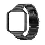 For Fitbit Blaze Metal Frame Butterfly Buckle Three Beads Stainless Steel Metal Watch Band(black)