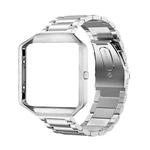 For Fitbit Blaze Metal Frame Butterfly Buckle Three Beads Stainless Steel Metal Watch Band(Silver)