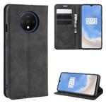 For OnePlus 7T Retro-skin Business Magnetic Suction Leather Case with Purse-Bracket-Chuck(Black)
